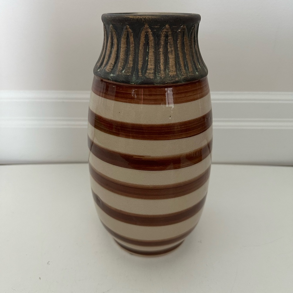 Striped Brown and Cream Vase
